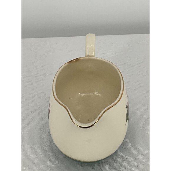 Cavalier Eggshell Homer Laughlin Creamer Green‎ Floral Gold Trim Porcelain - Picture 3 of 6